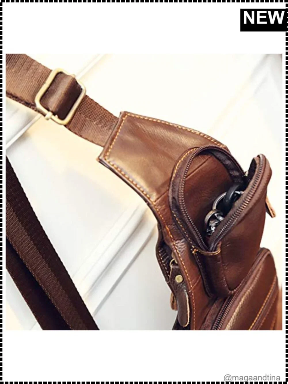 Genuine Leather Sling Bag Crossbody Backpack Chest Daypack for Men Travel
